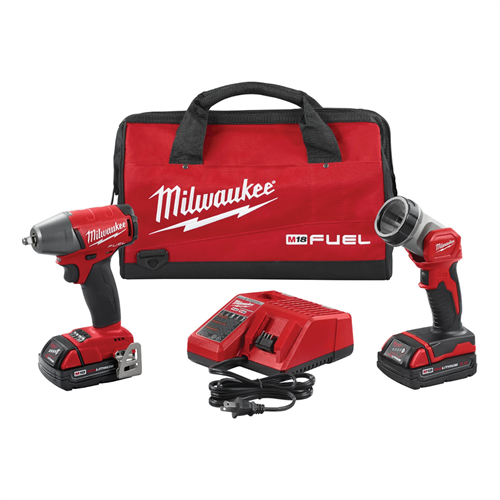 2895-22CT Milwaukee Tool M18 Fuel 3/8" Imp Wrench Led Light (2) Batt Kit