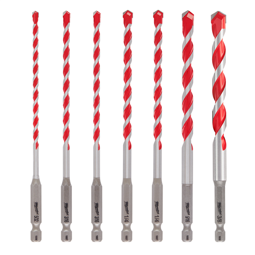48-20-9052 Milwaukee Tool 7Pc. Shockwave Carbide Hammer Drill Bit Kit