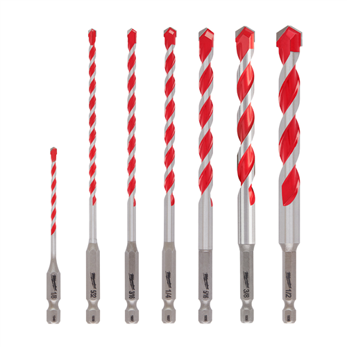 48-20-9057 Milwaukee Tool 7Pc. Large Shockwave Carbide Hammer Drill Bit Kit
