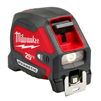 25ft Compact Wide Blade Magnetic Tape Measure w/ Rechargeable 100L Light