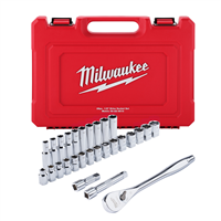48-22-9510 Milwaukee Tool 28 Pc 1/2" Socket Wrench Set Metric