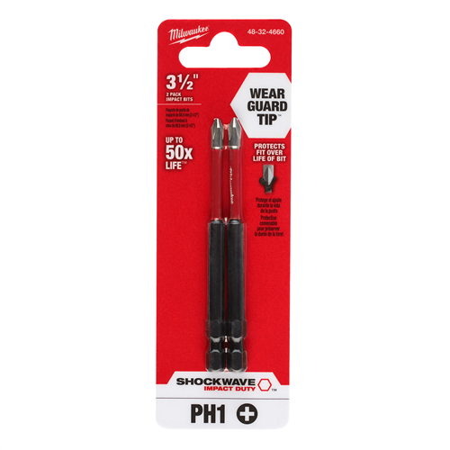 SHOCKWAVE Impact Duty&trade; 3-1/2" PH1 Bit 2PK