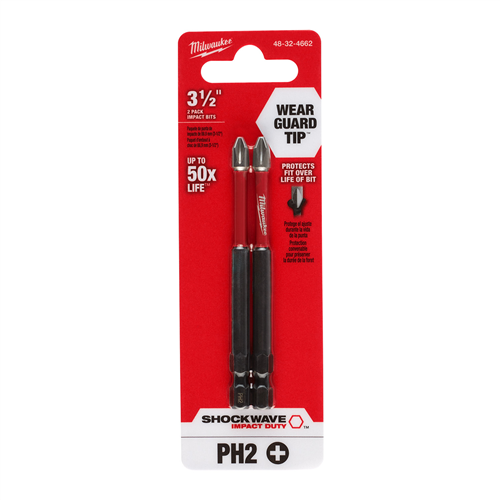 SHOCKWAVE Impact Duty&trade; 3-1/2" PH2 Bit 2PK
