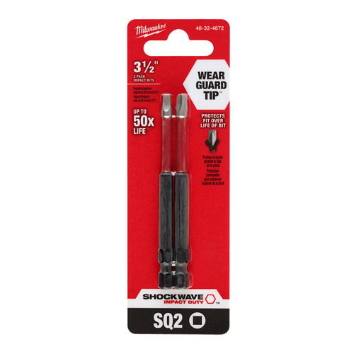 SHOCKWAVE Impact Duty&trade; 3-1/2" SQ2 Bit 2PK
