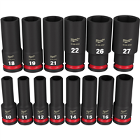 49-66-7014 Milwaukee Tool 14Pcshockwave Impact Duty 1/2" Drive Metric Deep 6 Point Socket Set