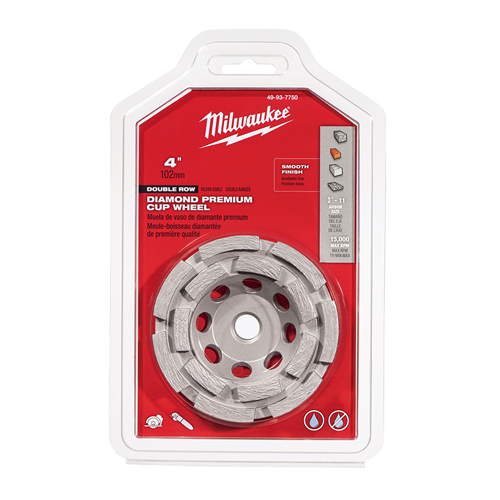 49-93-7750 Milwaukee Tool 4" Diamond Cup Wheel Double Row