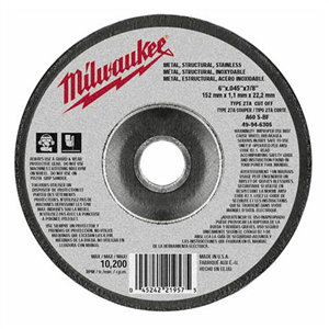 49-94-6305 Milwaukee Tool 6"X.045"X7/8" (Type 27) Cut-Off Wheel (A60T)
