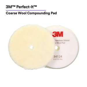 3M&trade; Perfect-It&trade; Random Orbital Medium Wool Compounding Pad 34125, 6 Inch (150 mm), White, 2 Pads/Bag