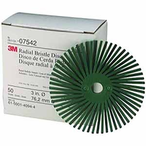 7542 3M 3" Radial Green Bristle Discs 50 Grade