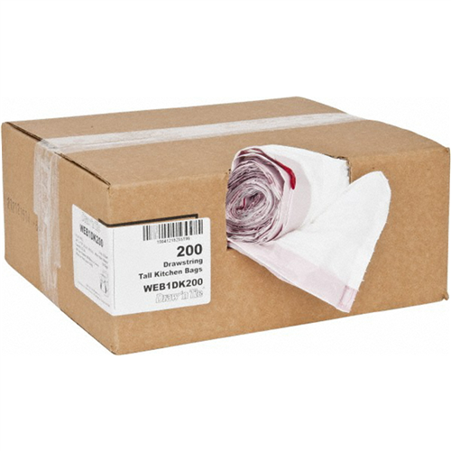 60251576 Pro-Source 200 Qty 1 Pack 13 Gal 0.9 Mil Household/Office Trash Bag; 24-1/2" Wide X 27-3/8" High, Hexene Resins, Drawstring, White