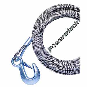 Powerwinch P7185400AJ Galvanized Cable w/Hook, 50' x 7/32" (RC 30, 912, 915, T4000, T3200PO)