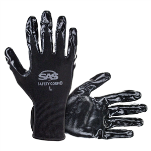 640-1909 Sas Safety 1-Pr Of Paws Nitrile Coated Palm Gloves, L
