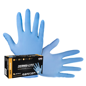 6607 Sas Safety 100-Pk Of Derma-Lite Lightly Powdered Nitrile Glove, M