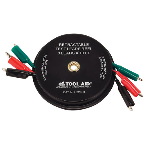 22830 Sg Tool Aid Retractable Test Leads Reel - 3 Leads X 10'