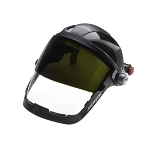 Jackson Safety - Face Shield - QUAD 500 Premium Multi-Purpose Series - 9' x 12.125' x 0.060" Window - Clear AF with Shade 8 IR Flip Visor - Hard Hat Interchange System (HHIS) for mounting on slotted hard hats