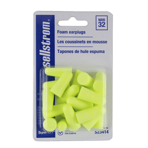 S23414 Sellstrom Sellstrom - Earplugs - Disposable - Foam Bullet Shape - Uncorded - Nrr 32 - Hi-Viz Green - 10 Qty Pair In Retail Package