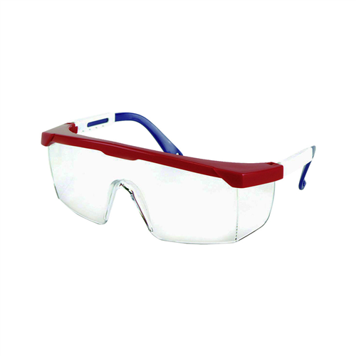 S76701 Sellstrom Sellstrom - Safety Glasses - Sebring Series - Clear Lens - Red/White/Blue Frame - Hard Coated