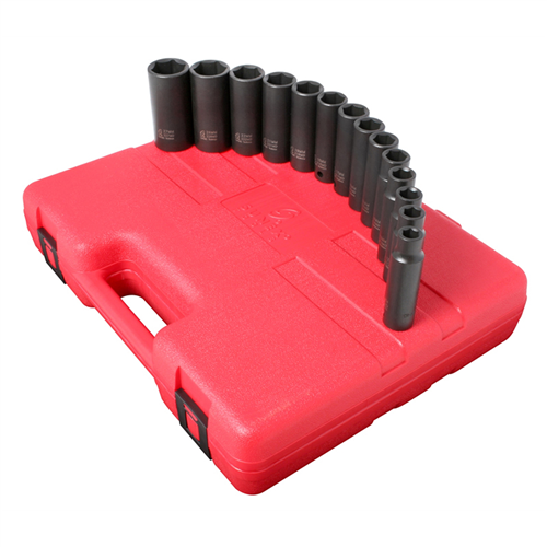 2653 Sunex 1/2" Drive 14 Piece Metric Deep Impact Socket Set