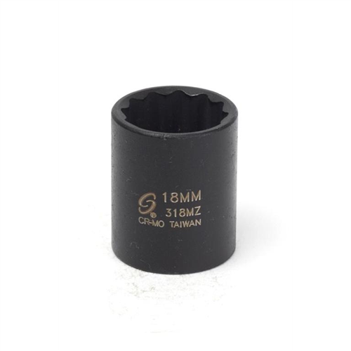 318MZ Sunex Soc 18Mm 3/8D Imp 12Pt Blk