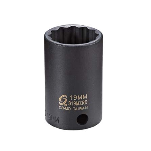 319MZ Sunex Soc 19Mm 3/8D Imp 12Pt Blk