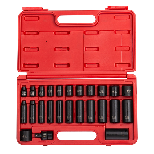3325 Sunex Socket Set, 3/8" Drive Sae Impact Set 25 Pcs