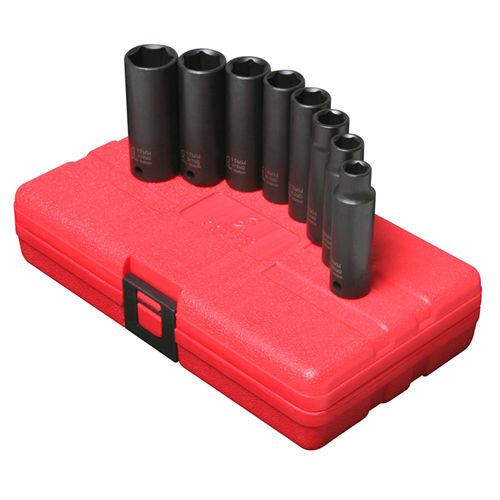 3653 Sunex Socket Set Impact 3/8In. Drive 8Pc Deep Met 6 Pnt