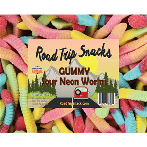 619793 187081 Smokehouse Gummy Sour Neon Worms; Snack Items
