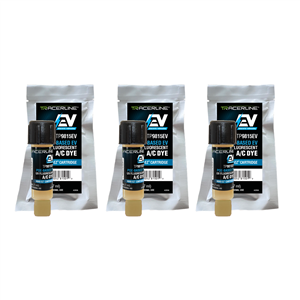 (3) 0.25 oz (7 ml) Mini-EZ&trade; single-dose POE-Based EV A/C dye cartridges (compatible with R-134a and R-1234yf systems)Three 0.25 oz  Mini-EZ&trade; single-dose POE-Based EV A/C dye cartridges (for R-134a and R-1234yf systems