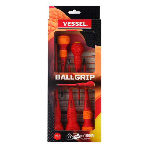 2005PBU Vessel Tools Ball Grip Insulated Screwdriver 5Pc. Set No.2005Pbu