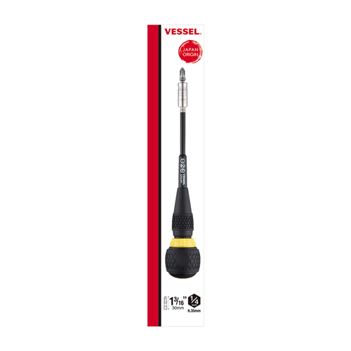 220MBH120K01 Vessel Tools Ball Grip Ratchet Interchangeable Screwdriver With 10 Pc. Bit Set