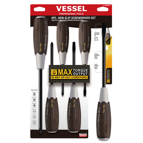 3006CS Vessel Wood-Compo Non-Slip Screwdriver 6Pc. Set