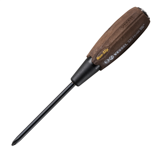 330P2100 Vessel No.330 Wood-Compo Tang-Thru Screwdriver Ph2X100