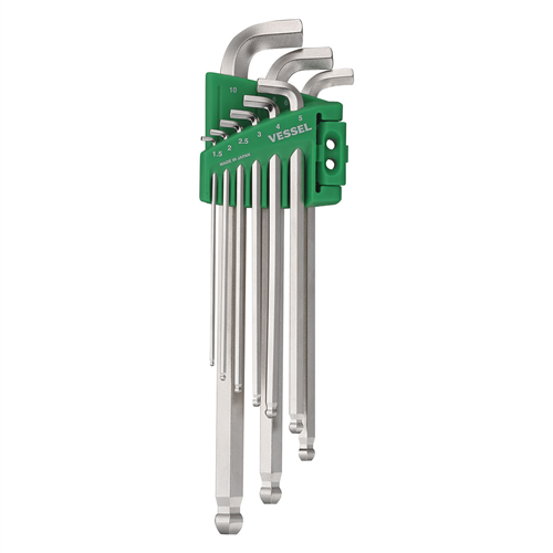 8209BPU Vessel Tools Ball Point Hex L-Key Wrench Stubby 9Pc. Set No.8209Bpu