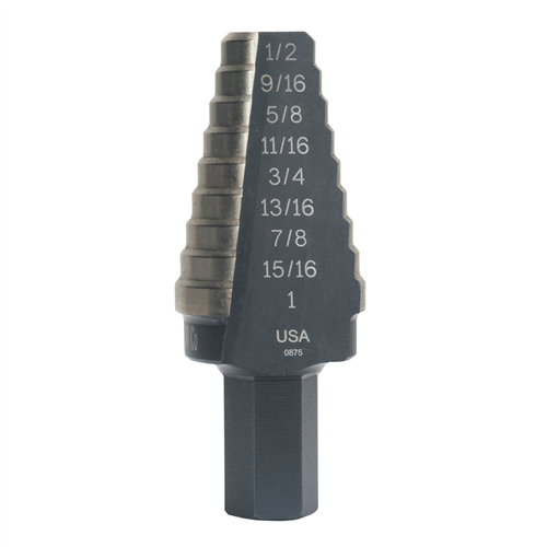 10220CB Vise Grip 20 8 Hole Sizes (9/16"-1") Unibit Step Drill