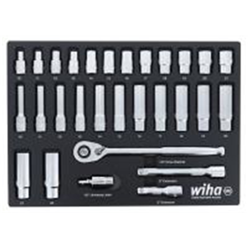 33895 Wiha Set Includes 12 Standard Sockets 10 - 21Mm | 13 Deep Sockets 10 - 22Mm | 1/2&Rdquo; Dr. Ratchet 72 Tooth | 1/2&Rdquo; Dr. Extension Bars 3&Rdquo;, 6&Rdquo; | 1/2&Rdquo; Dr. Universal Joint