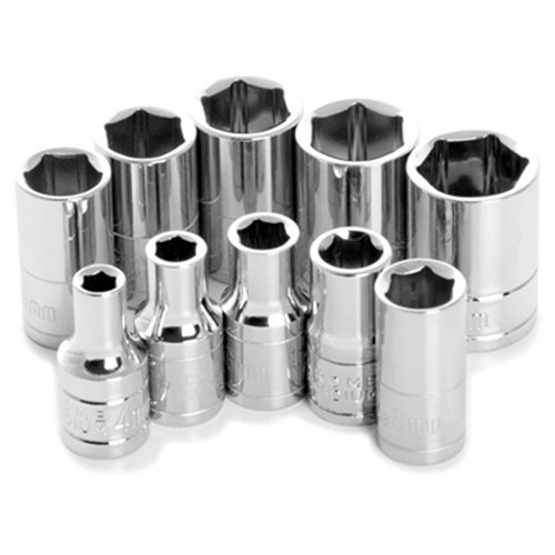 W36202 Wilmar Corp. / Performance Tool 10 Pc 1/4" Dr 6Pt Mm Skt Set
