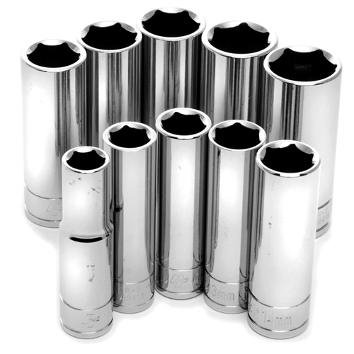 W38402 Wilmar Corp. / Performance Tool 10 Pc 3/8'' Dr Mm Deep Skt Set