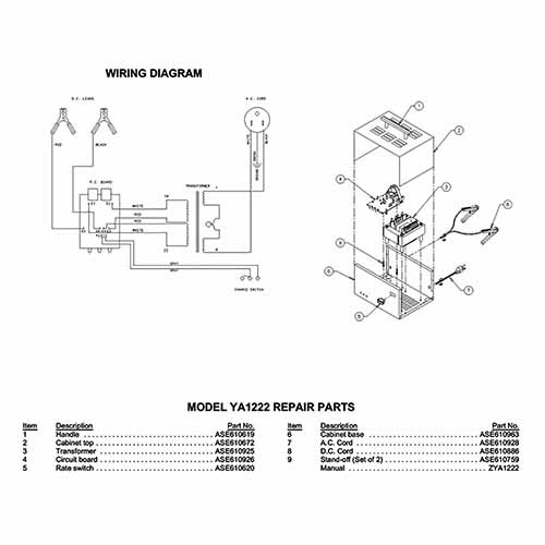 Snap-On Model Ya1222 Battery Charger Parts List/Wiring Diagram schumacher wiring schematic 